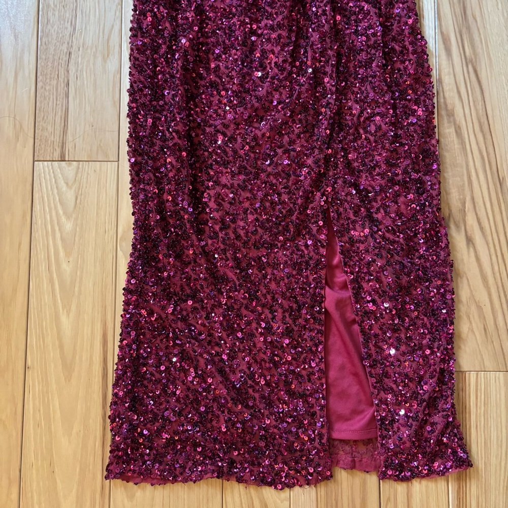 NEW Parker Black Sia Pink Sequin V Neck Sleeveless Front Slit Accent Dress - Picture 5 of 14